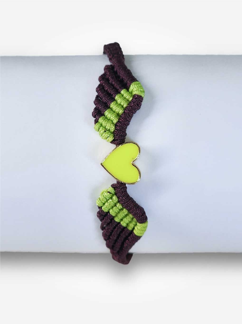 Macramé Wings Bracelet with Gold-Plated Heart Charm