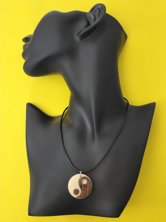 Yin Yang Necklace Carved in Tagua Nut